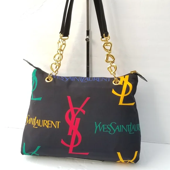 Gorgeous Vintage YSL Yves Saint Laurent Monogram canvas shoulder Tote handbag